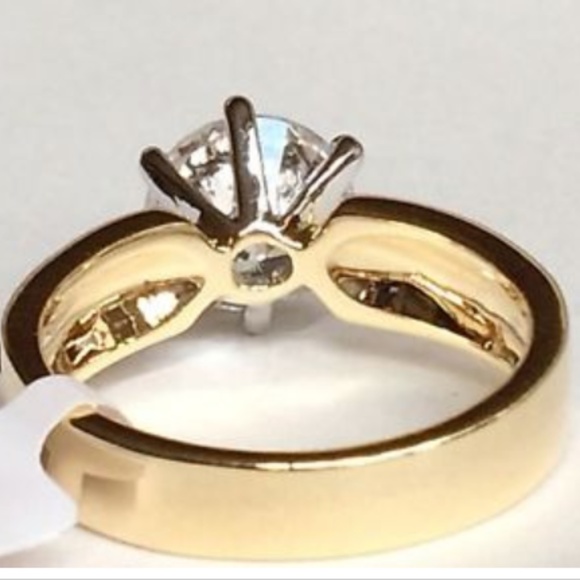 Gold Silver Engagement Ring Size 11 Vintage Style Two Tone Rhodium Plated - Picture 6 of 8